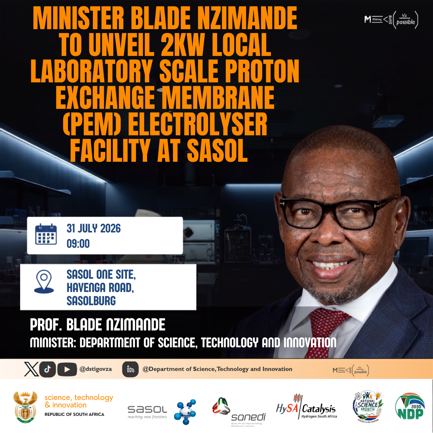 Minister Nzimande to Launch Locally Developed Clean Energy Technology at Sasol to Close National Science Month