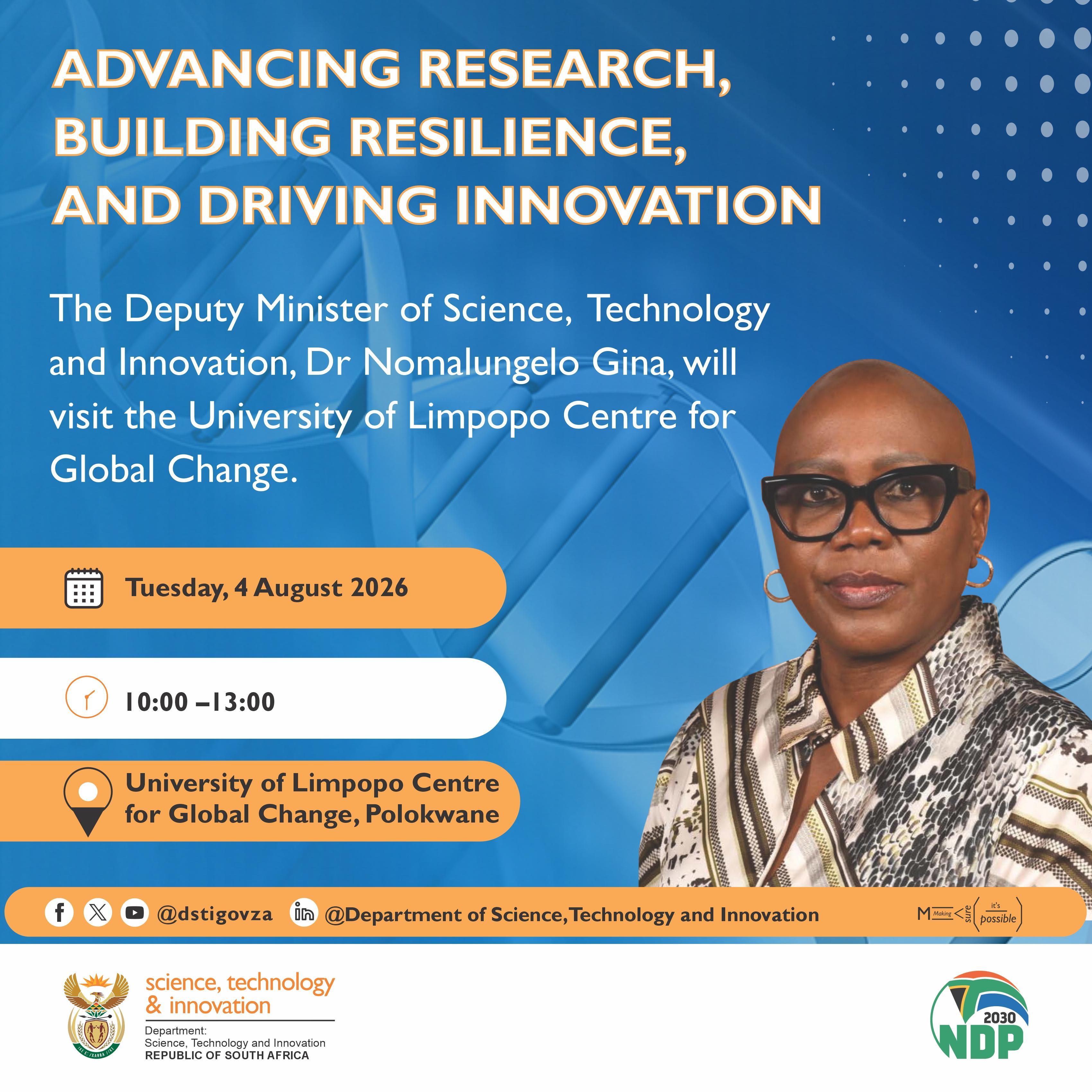 Dr Gina to visit centre driving global change research and sustainability at Limpopo University