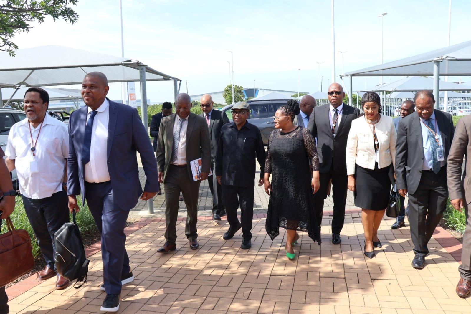 Minister Blade Nzimande and departmental delegation walk through the East London Industrial Development Zone